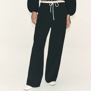 Zara Black Striped Double Waist Wide Leg Trousers